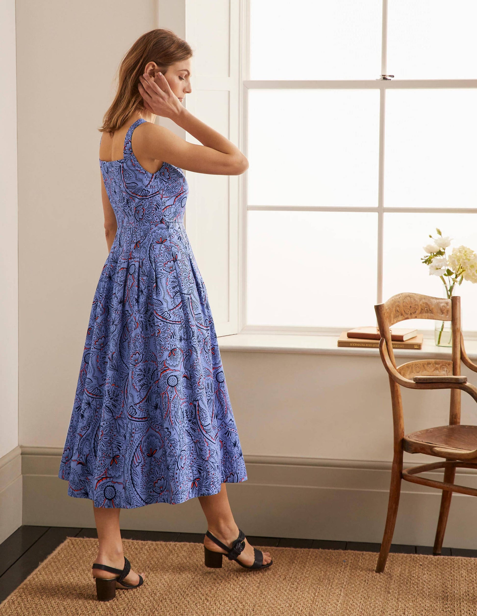 Aubrey Cotton Midi Dress-Hazy Blue, Paisley Delight-2