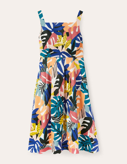 Aubrey Cotton Midi Dress-Ivory, Leafy Tropics-7