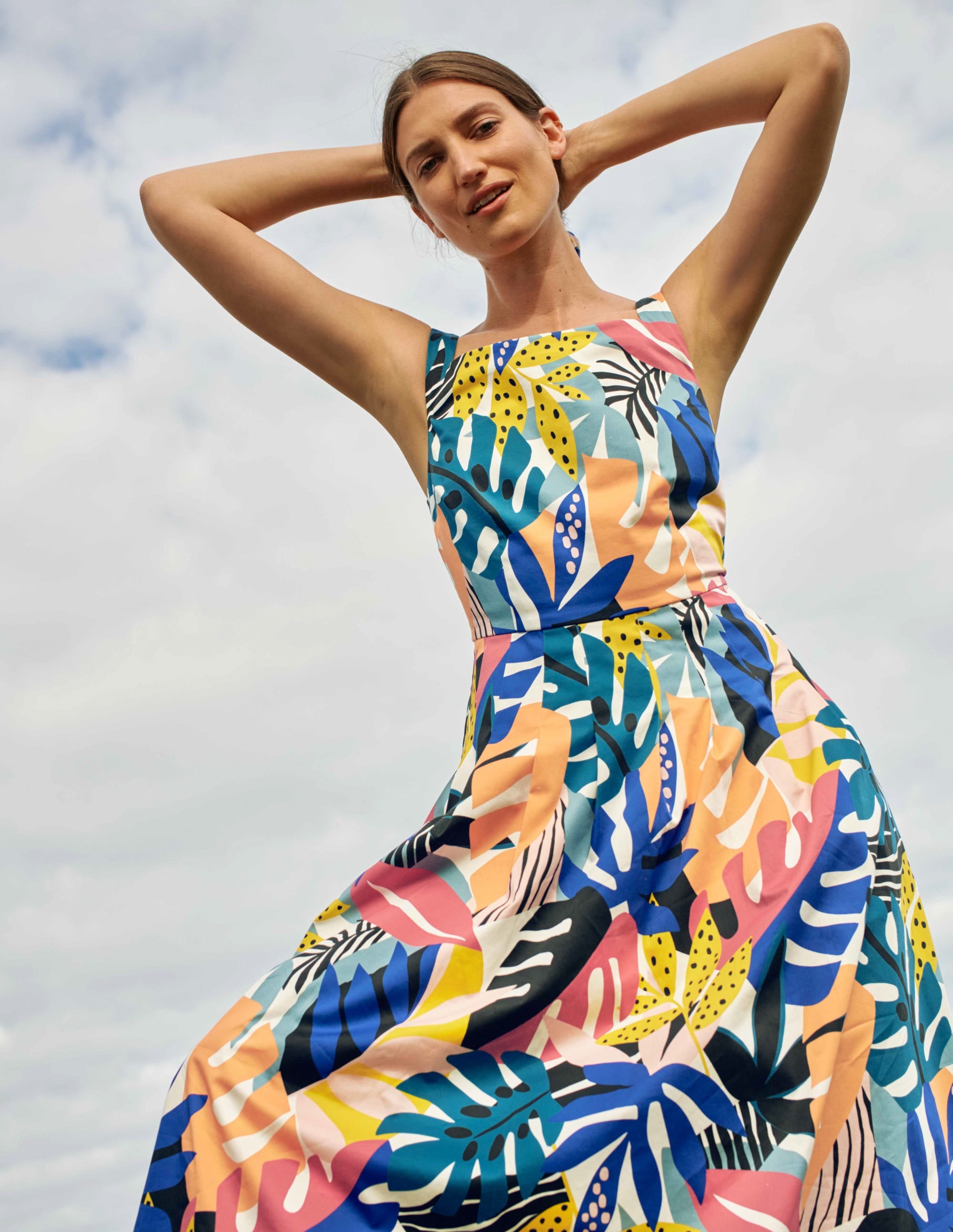 Aubrey Cotton Midi Dress-Ivory, Leafy Tropics - Image 5