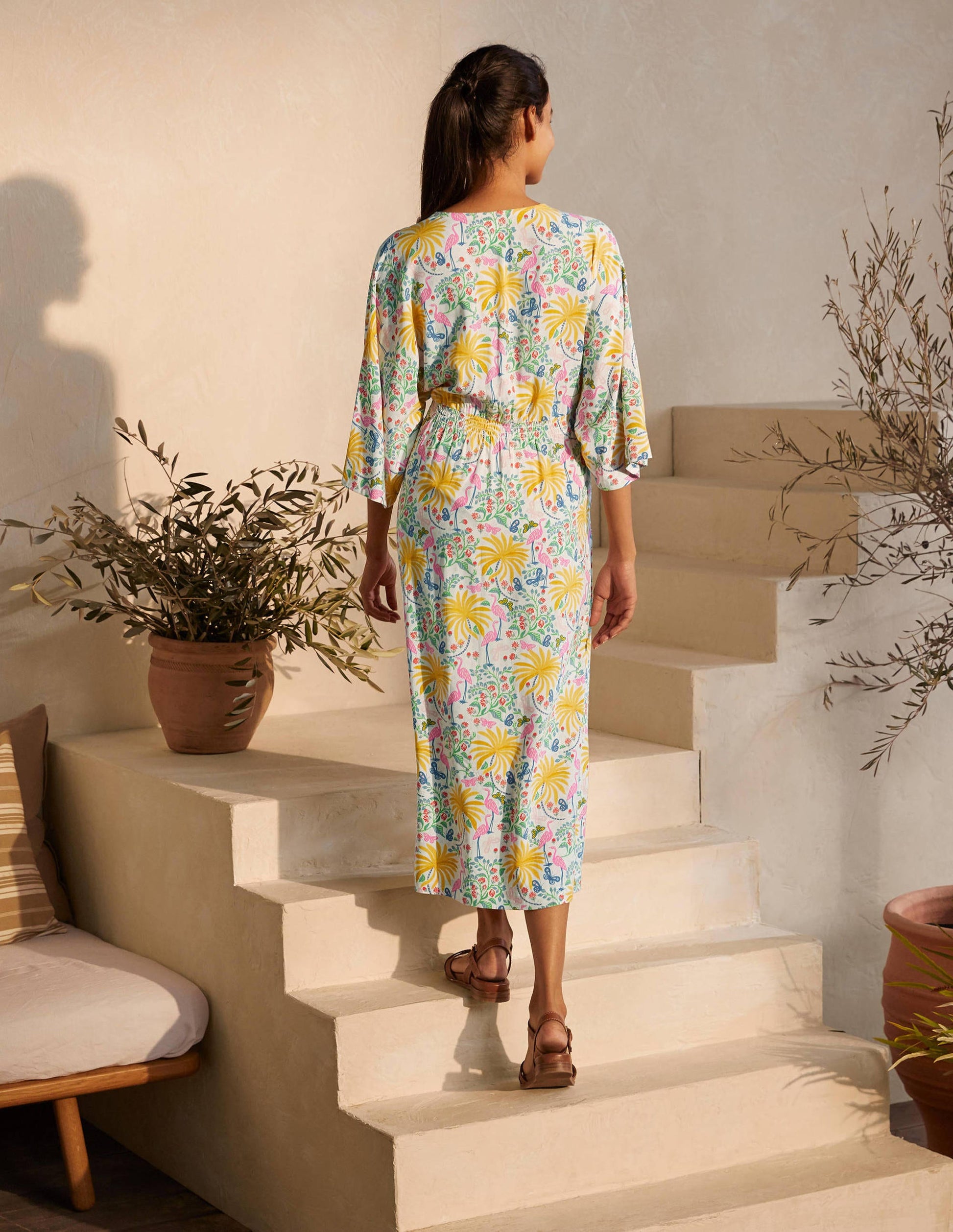 Betsy Midi Dress-Ivory, Tropical Charm-2