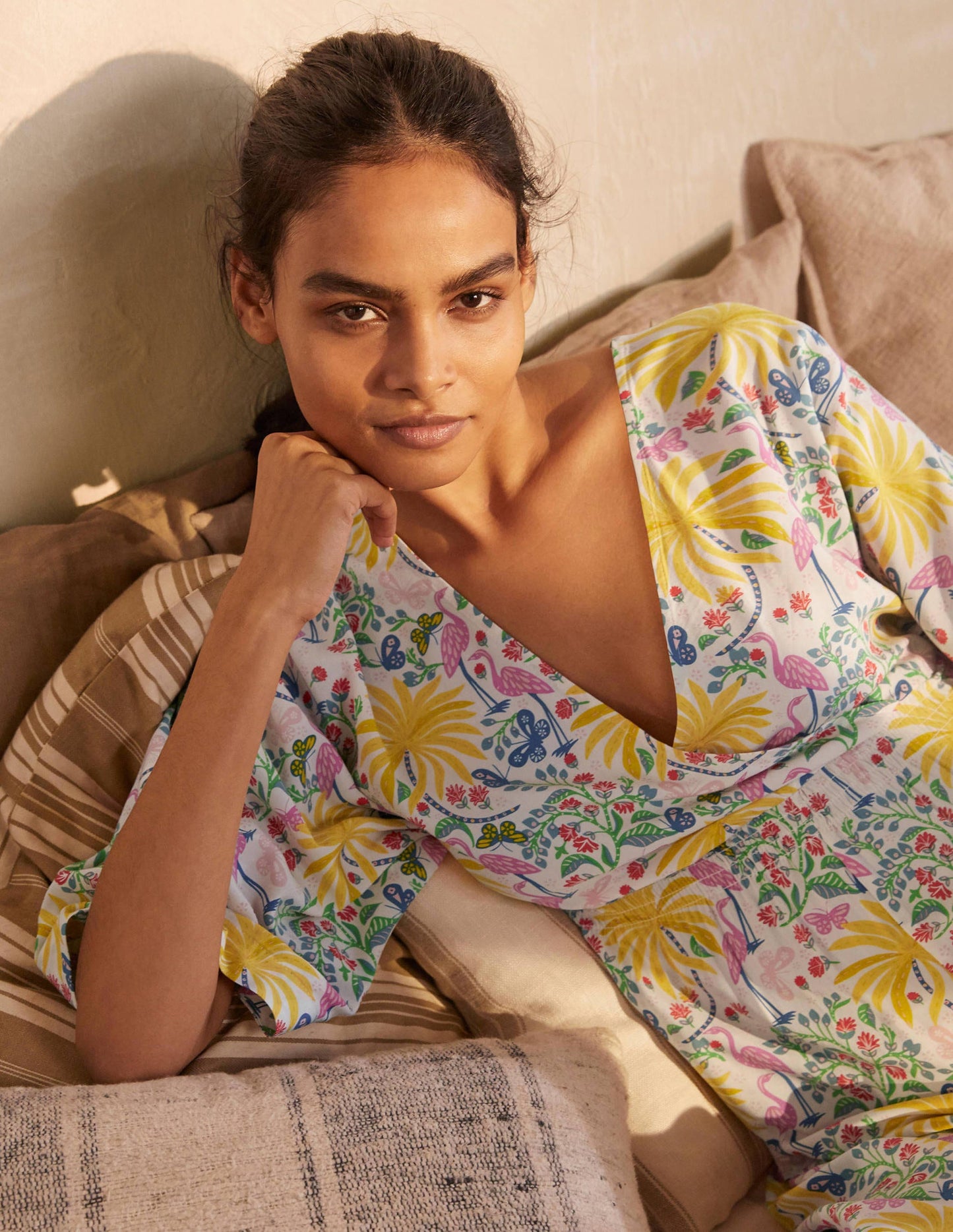 Betsy Midi Dress-Ivory, Tropical Charm