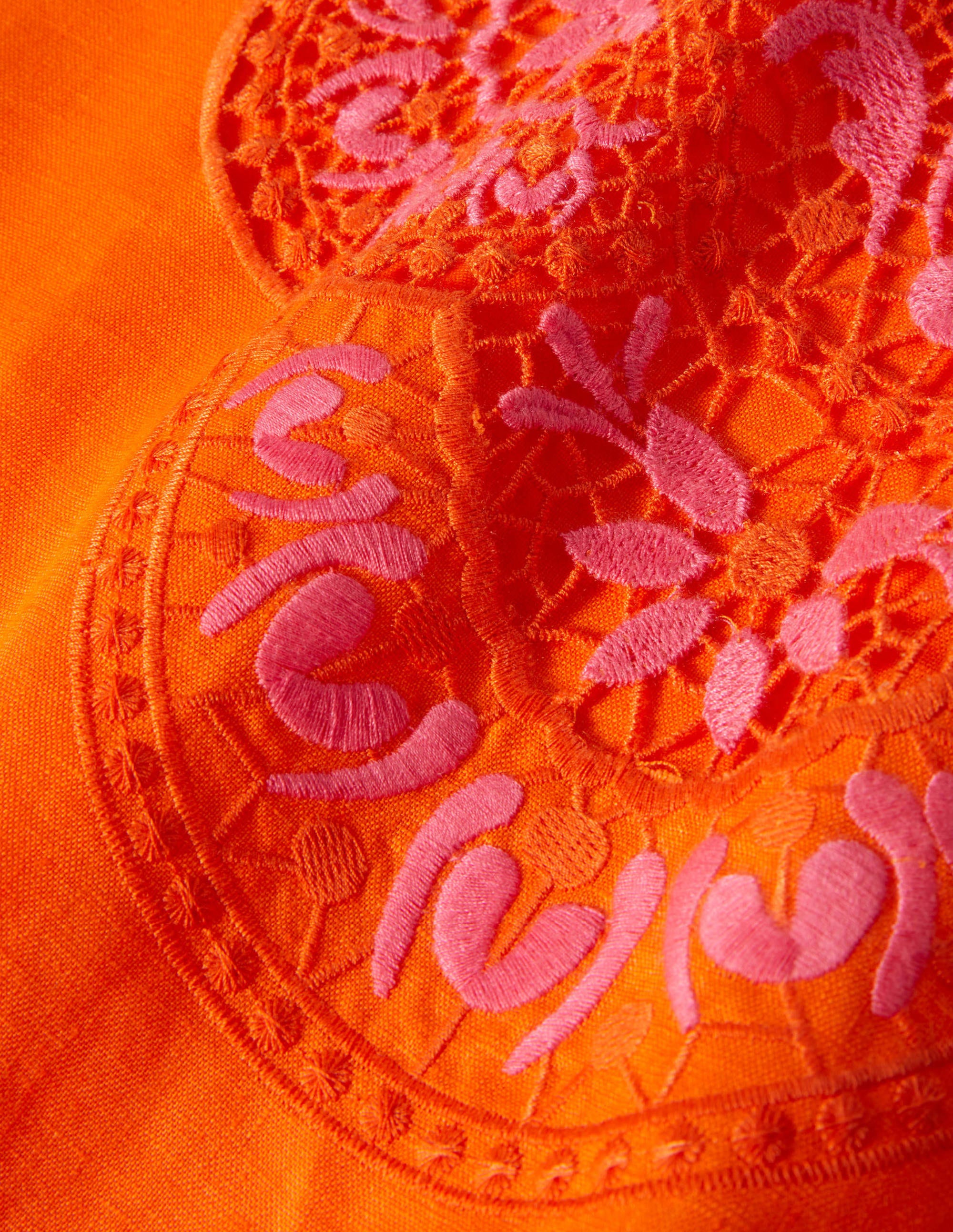 Fleur Embroidered Linen Dress-Satsuma - Image 7