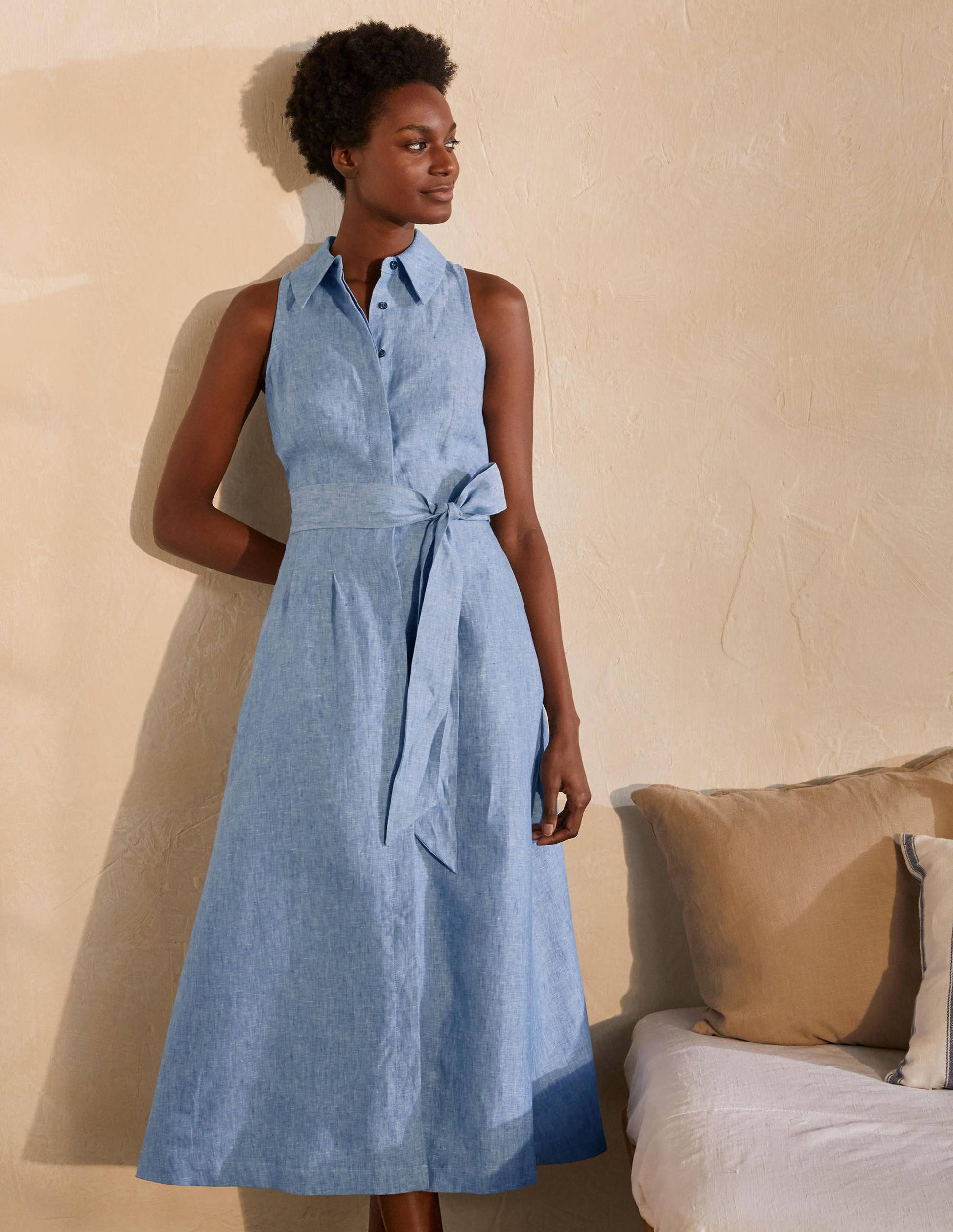 Kate Linen Shirt Dress-Chambray-4