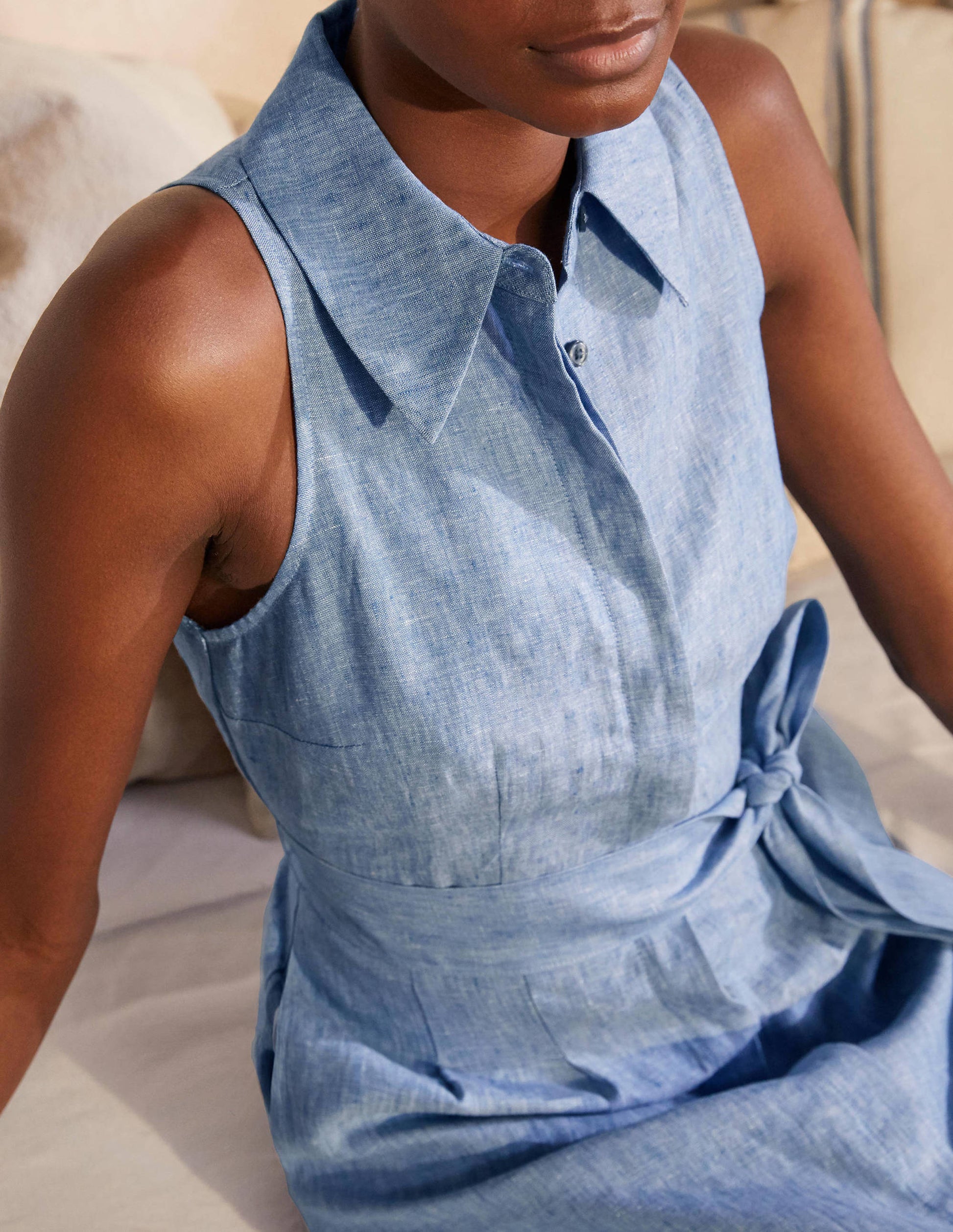 Kate Linen Shirt Dress-Chambray-3