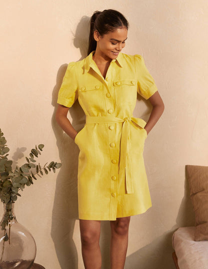Carrie Linen Shirt Dress-Daffodil-1