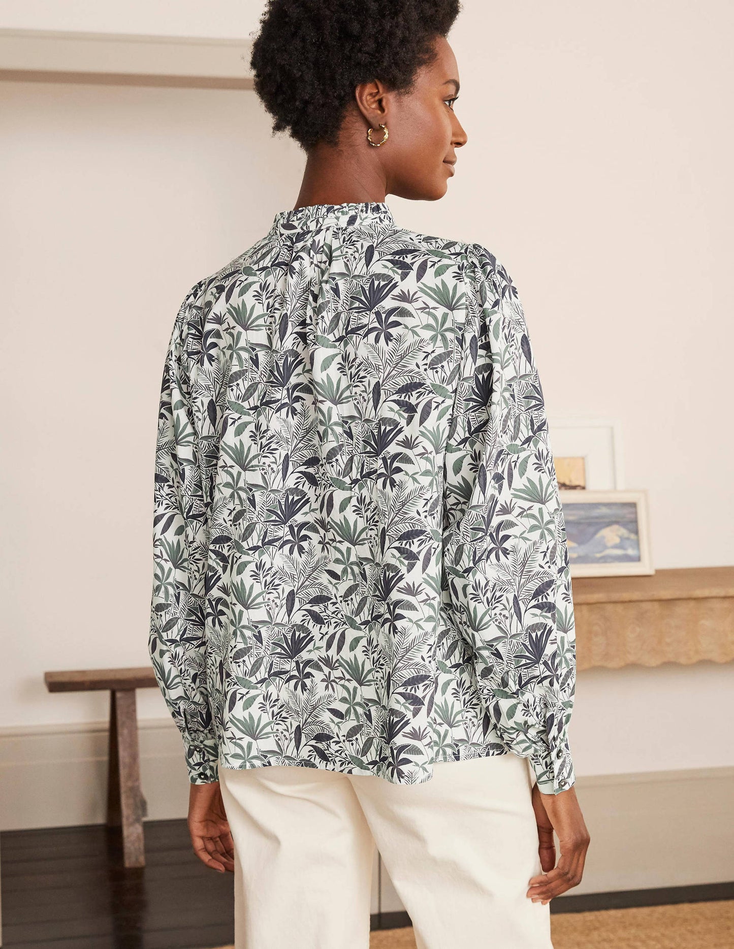 Miranda Blouse-Ivory, Tropical Palm
