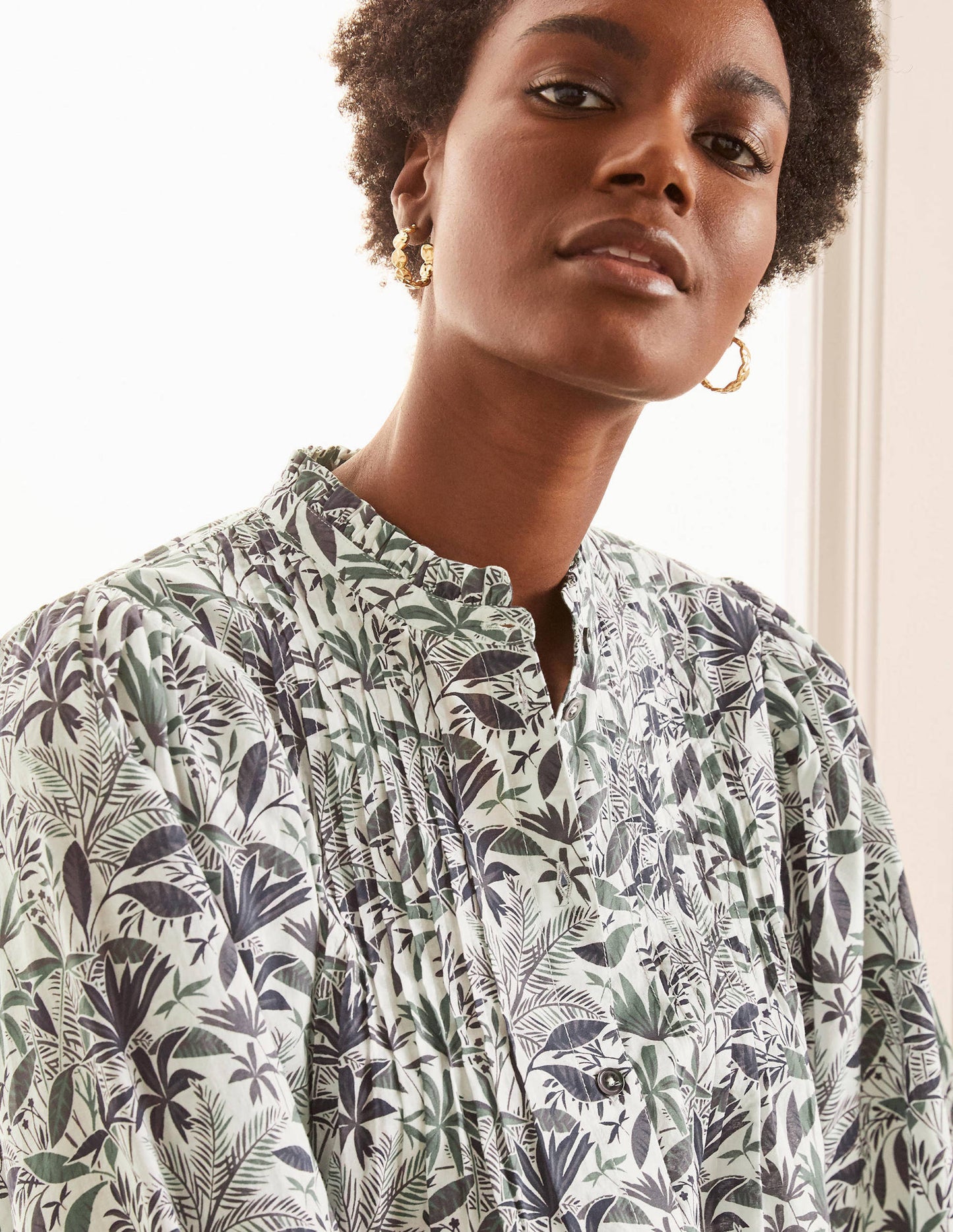 Miranda Blouse-Ivory, Tropical Palm