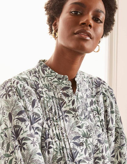 Miranda Blouse-Ivory, Tropical Palm-3