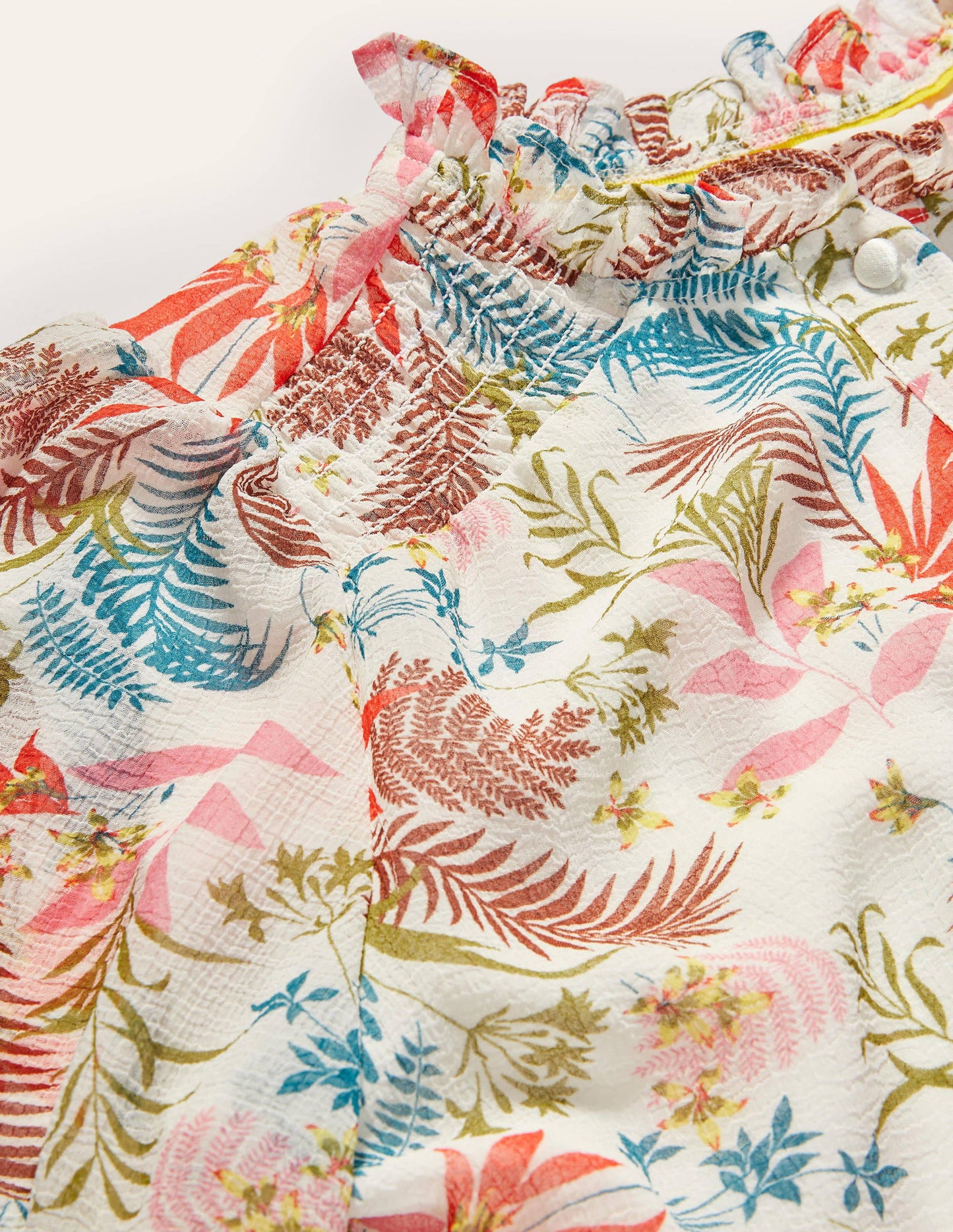 Anastasia Smocked Top-Ivory, Safari Fern