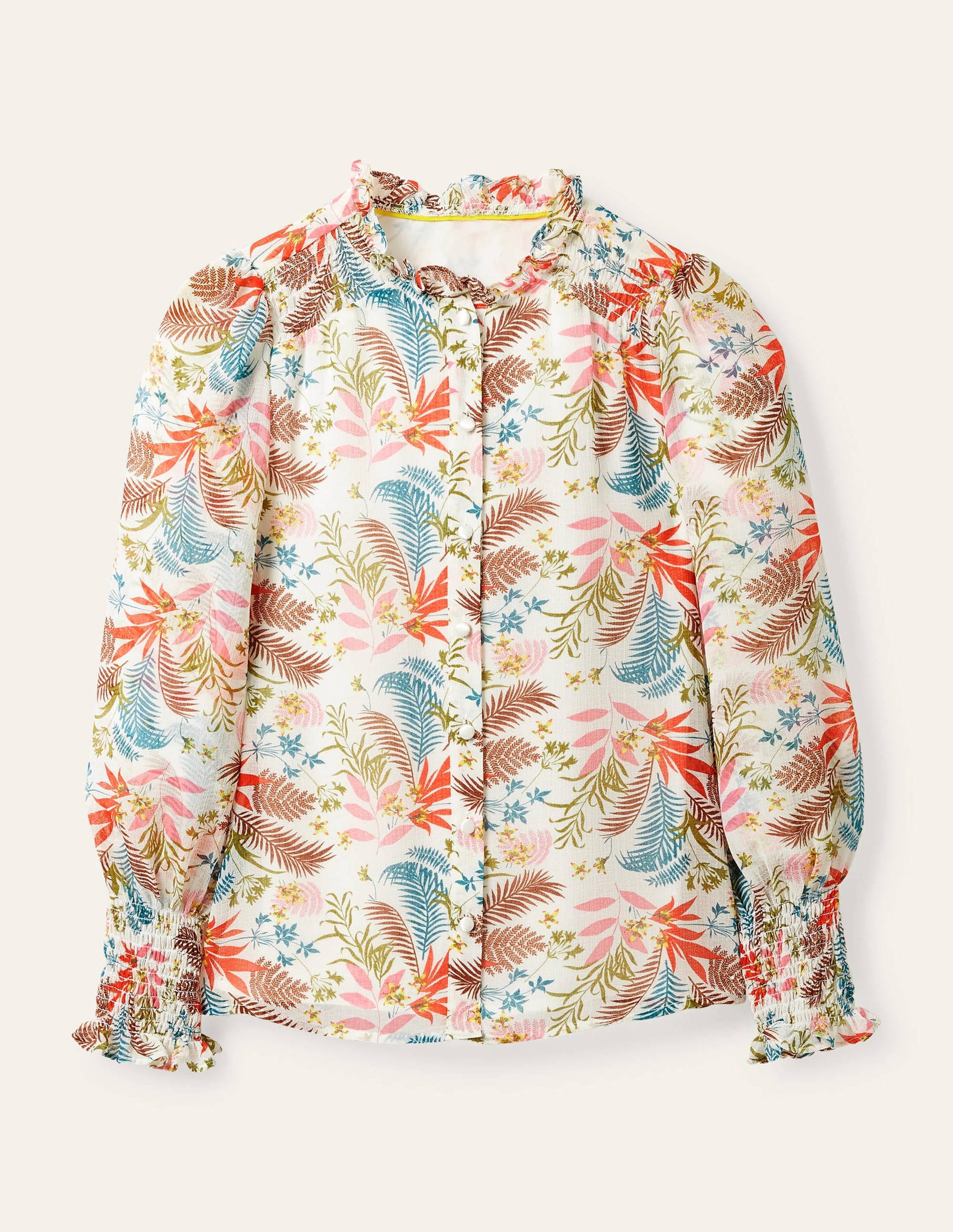 Anastasia Smocked Top-Ivory, Safari Fern-7