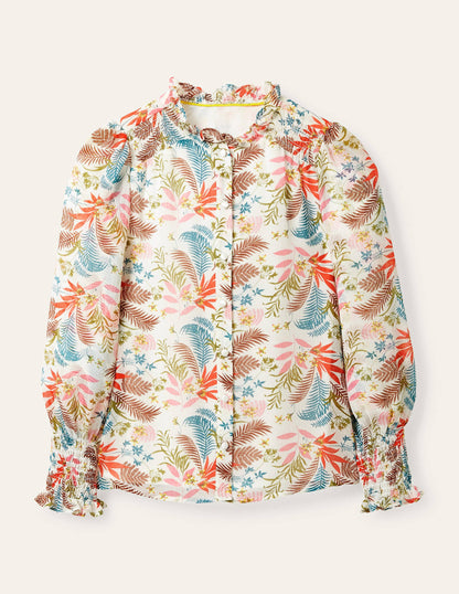 Anastasia Smocked Top-Ivory, Safari Fern-7