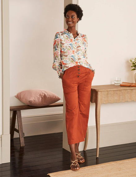 Anastasia Smocked Top-Ivory, Safari Fern