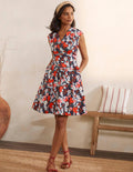 Clemmie Dress-French Navy, Peony Burst