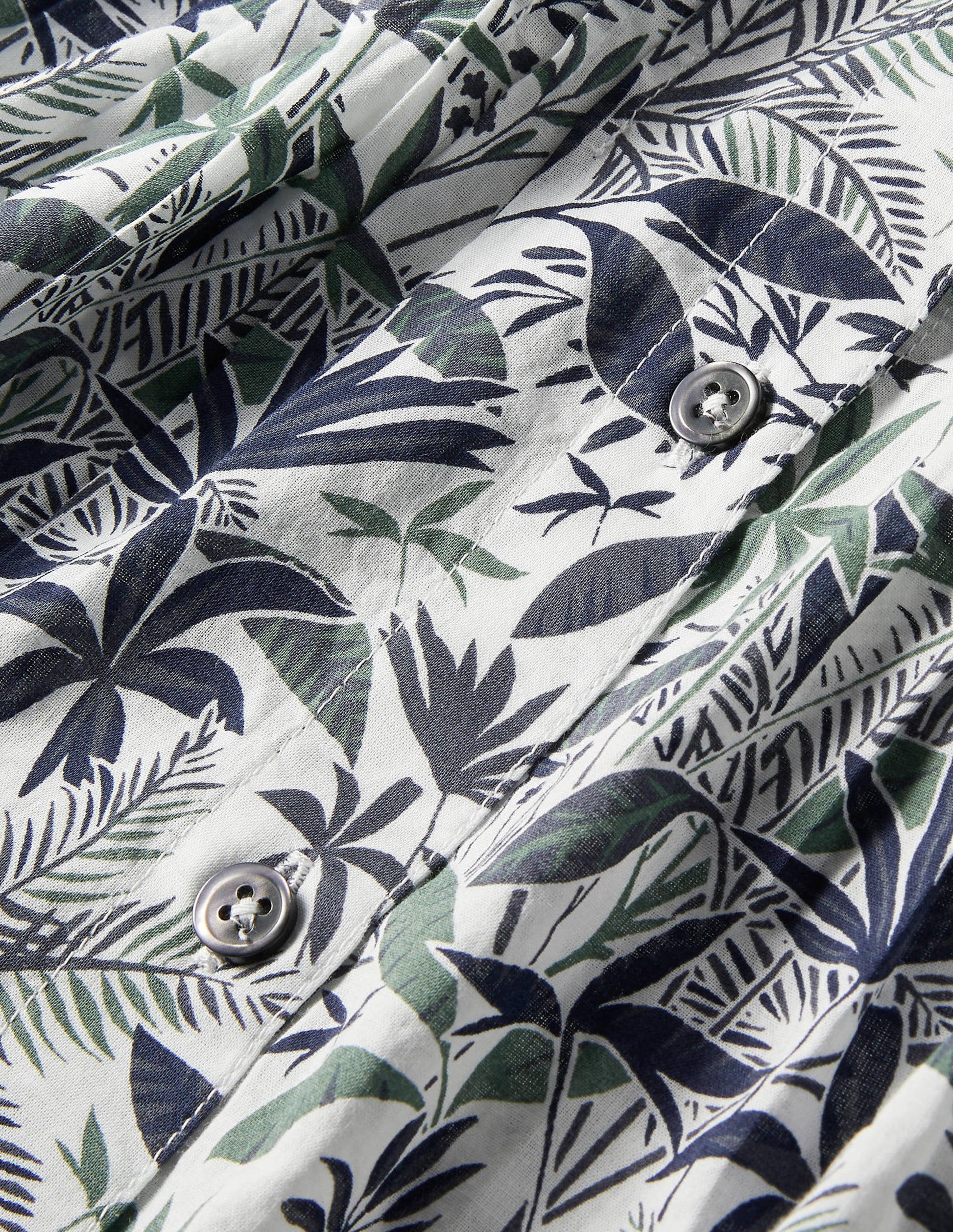 Antonia Cotton Shirt Dress-Ivory, Tropical Palm-6