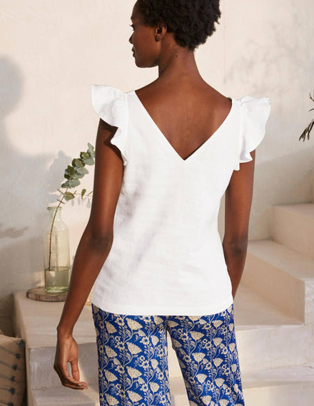 Andrea Linen Top-White