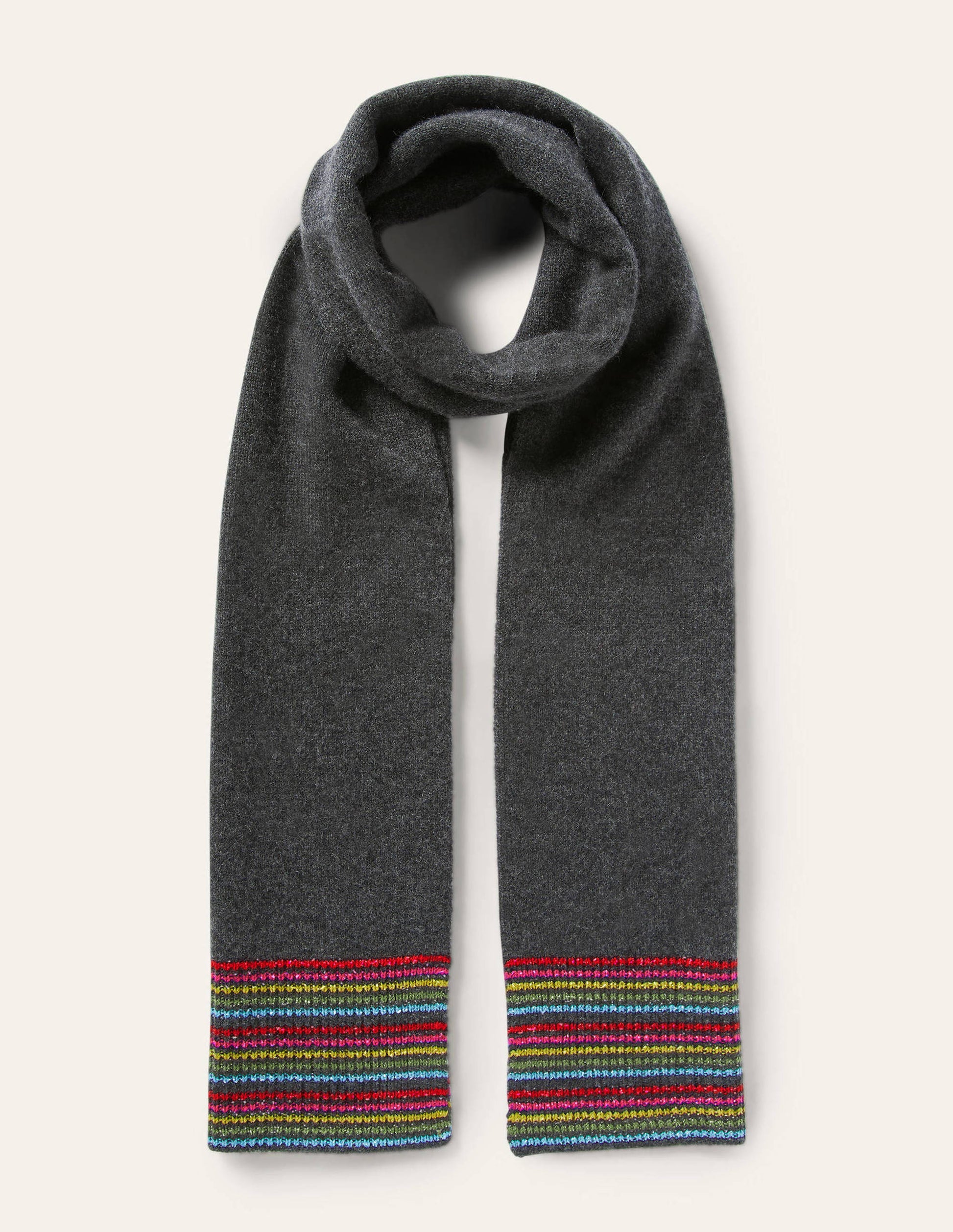 Cashmere Scarf-Charcoal Melange/Lurex Stripe-1