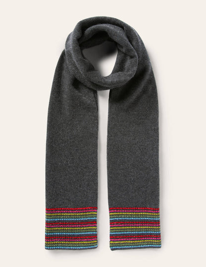 Cashmere Scarf-Charcoal Melange/Lurex Stripe-1