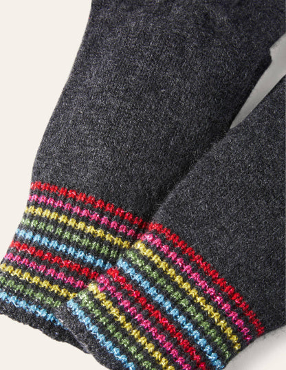 Cashmere Gloves-Charcoal Melange/Lurex Stripe-2
