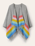 Wool Cape-Grey, Rainbow Stripe