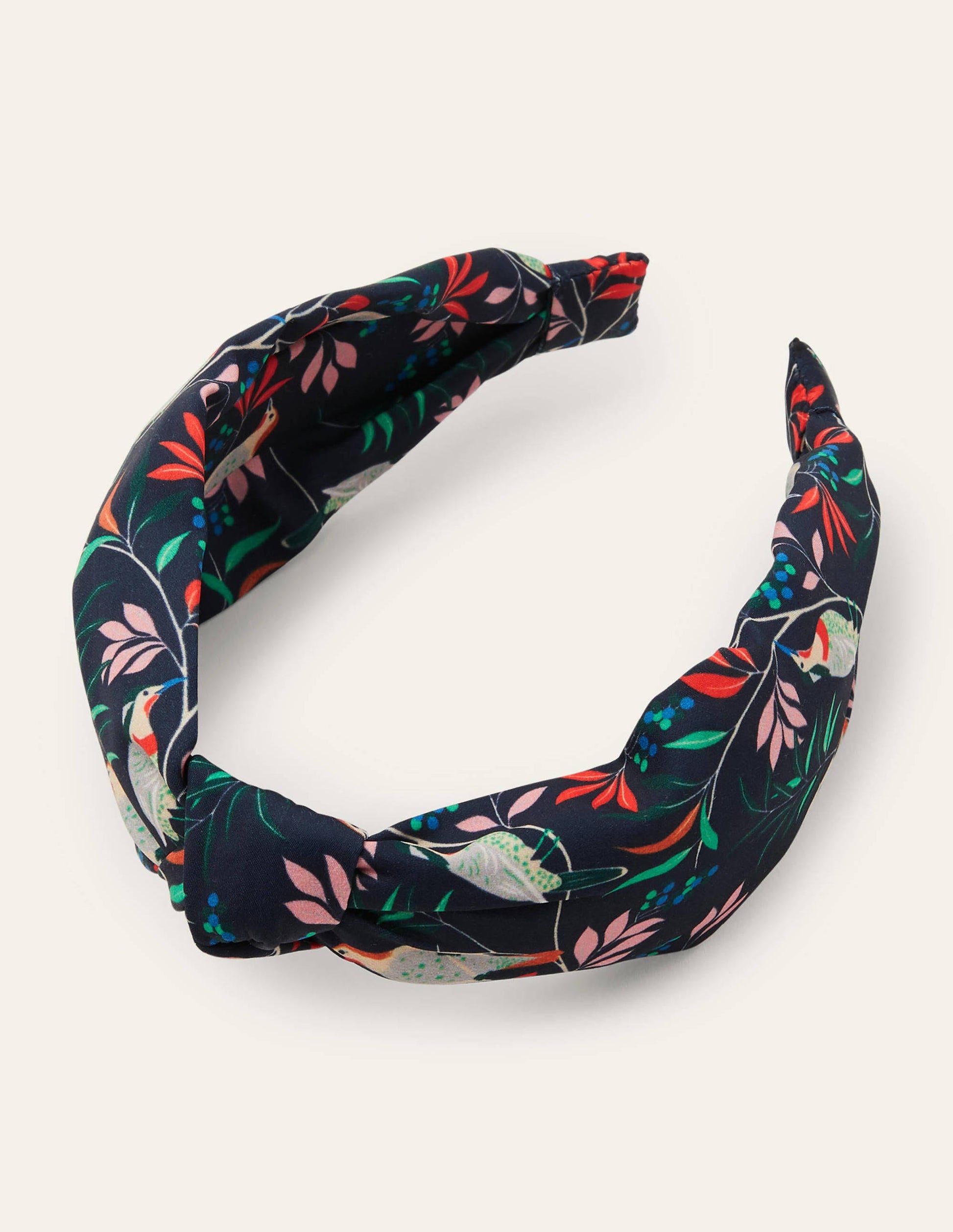 Knotted Headband-French Navy, Berry Bird-3