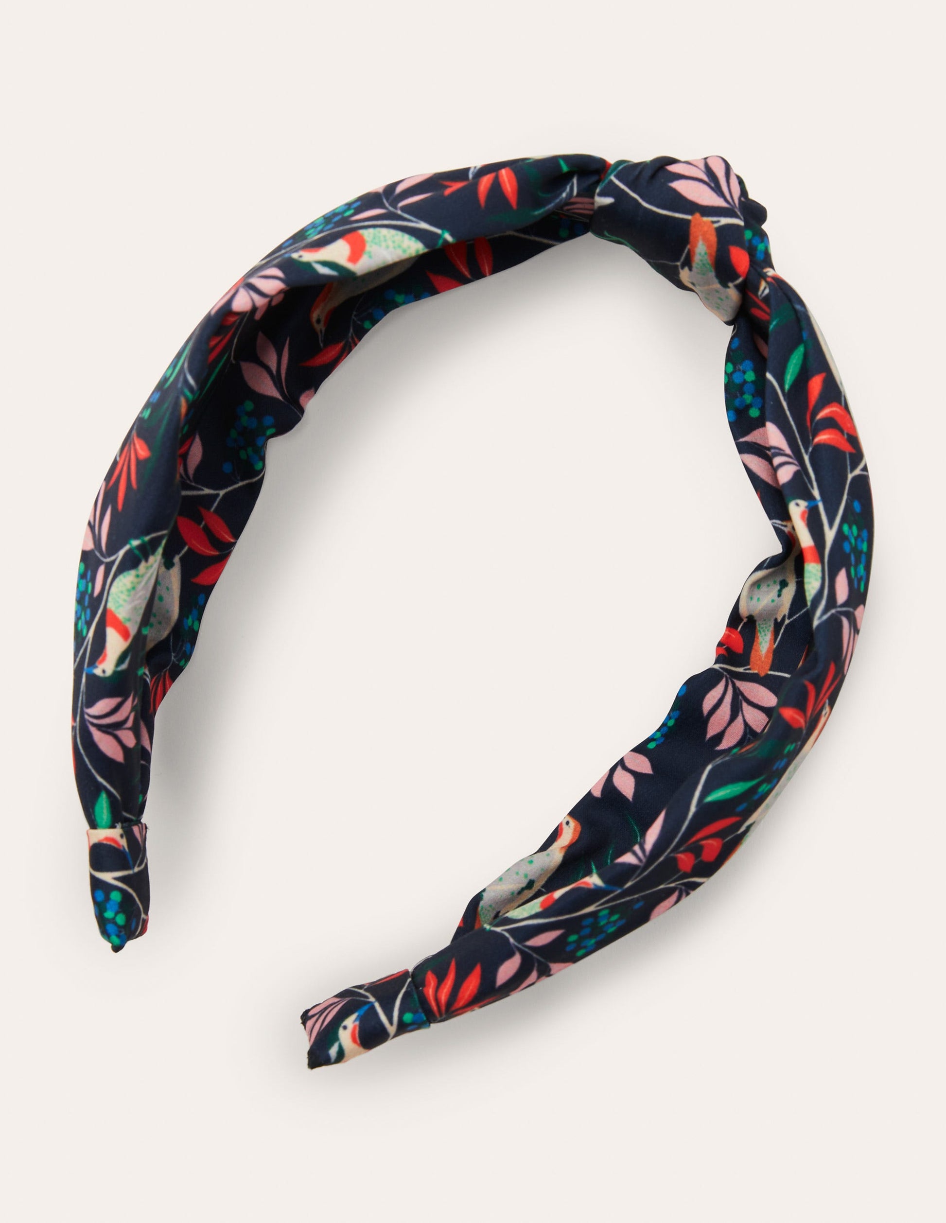 Knotted Headband-French Navy, Berry Bird-4