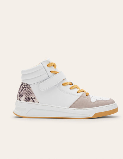 Heather High Top Trainers-White/Snake-2