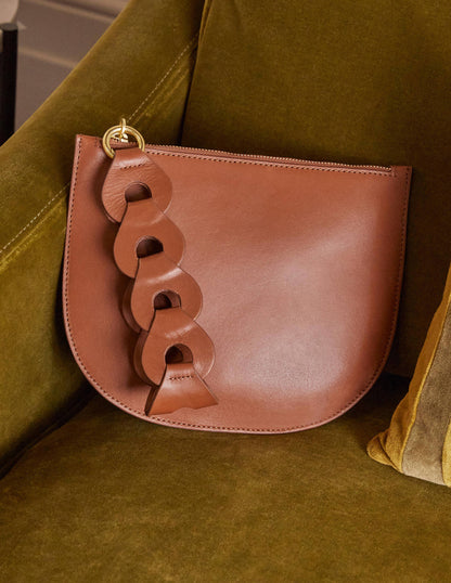 Link Detail Clutch Bag-Tan-1
