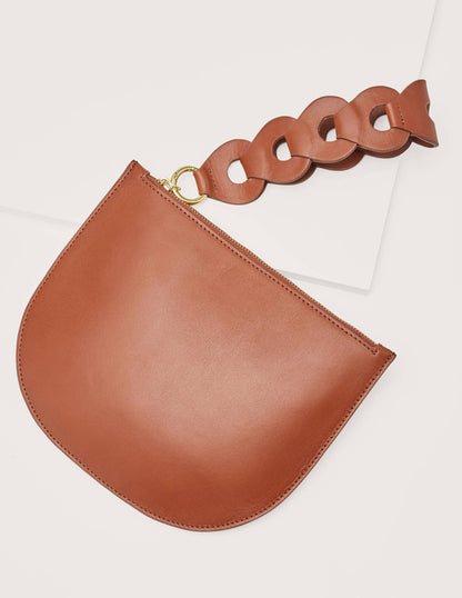 Link Detail Clutch Bag-Tan-4