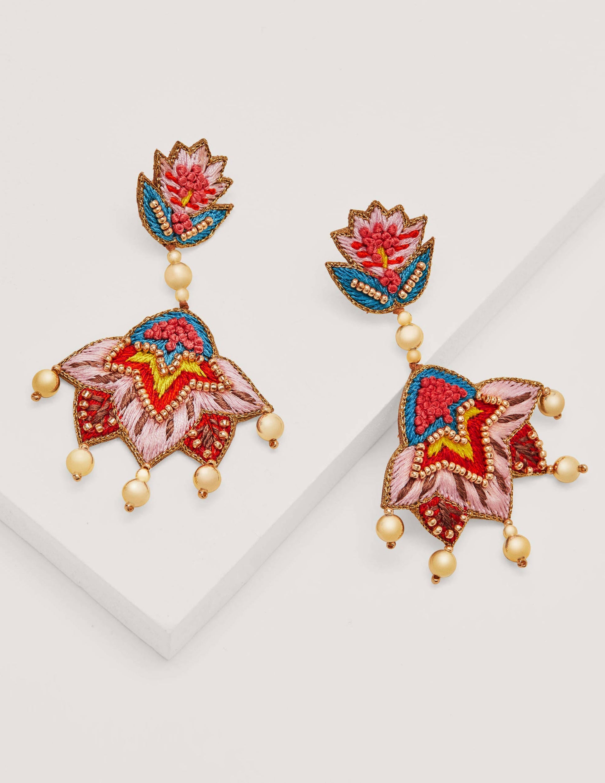 Embroidered Earrings-Multi Flower-1