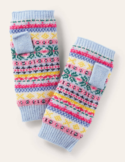 Fair Isle Fingerless Gloves-Frost