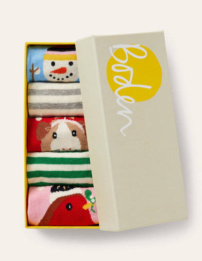 5-Pack Ankle Socks-Mini Me Festive-2