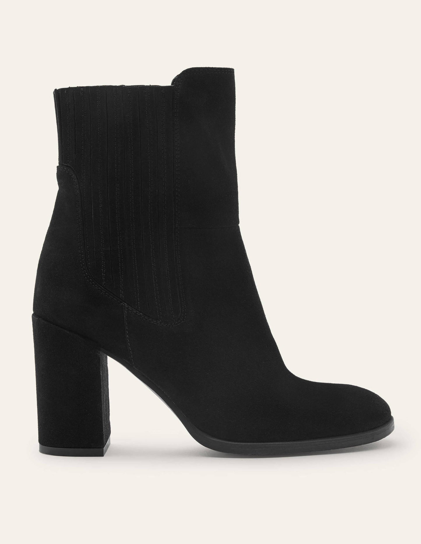 Block Heel Ankle Boots-Black Suede