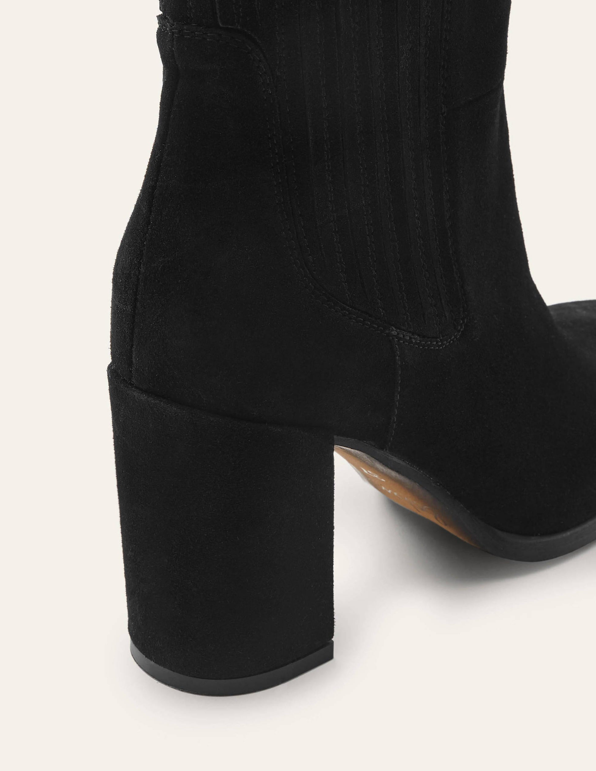 Block Heel Ankle Boots-Black Suede-4