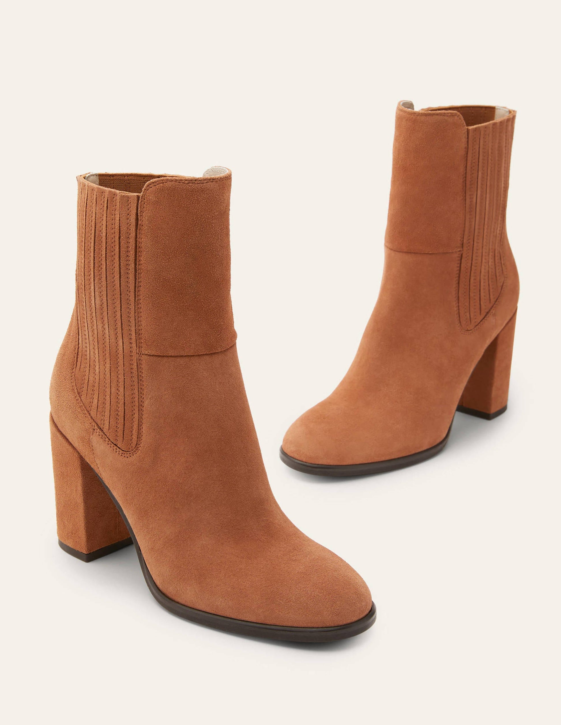 Block Heel Ankle Boots-Tan Suede-4
