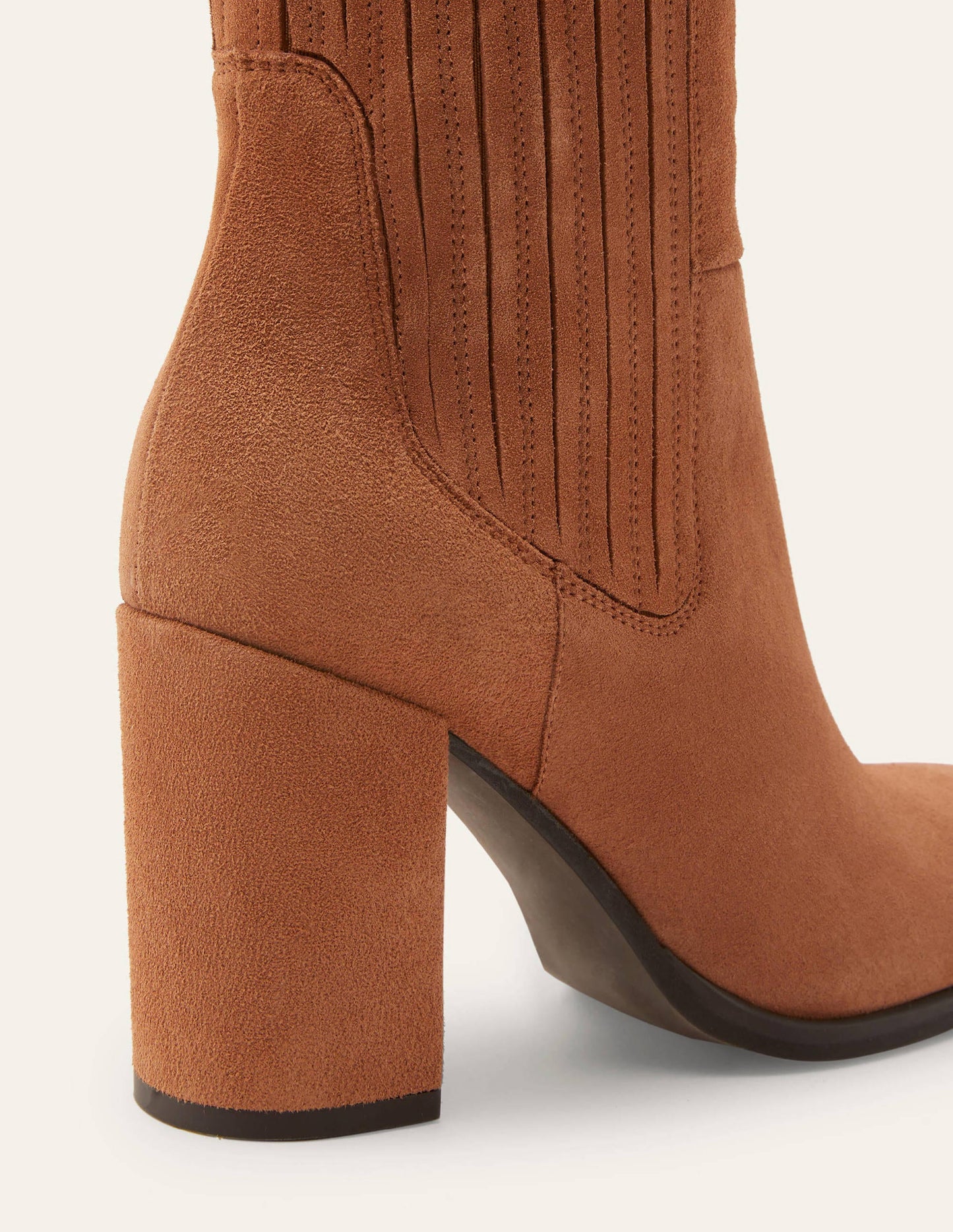 Block Heel Ankle Boots-Tan Suede