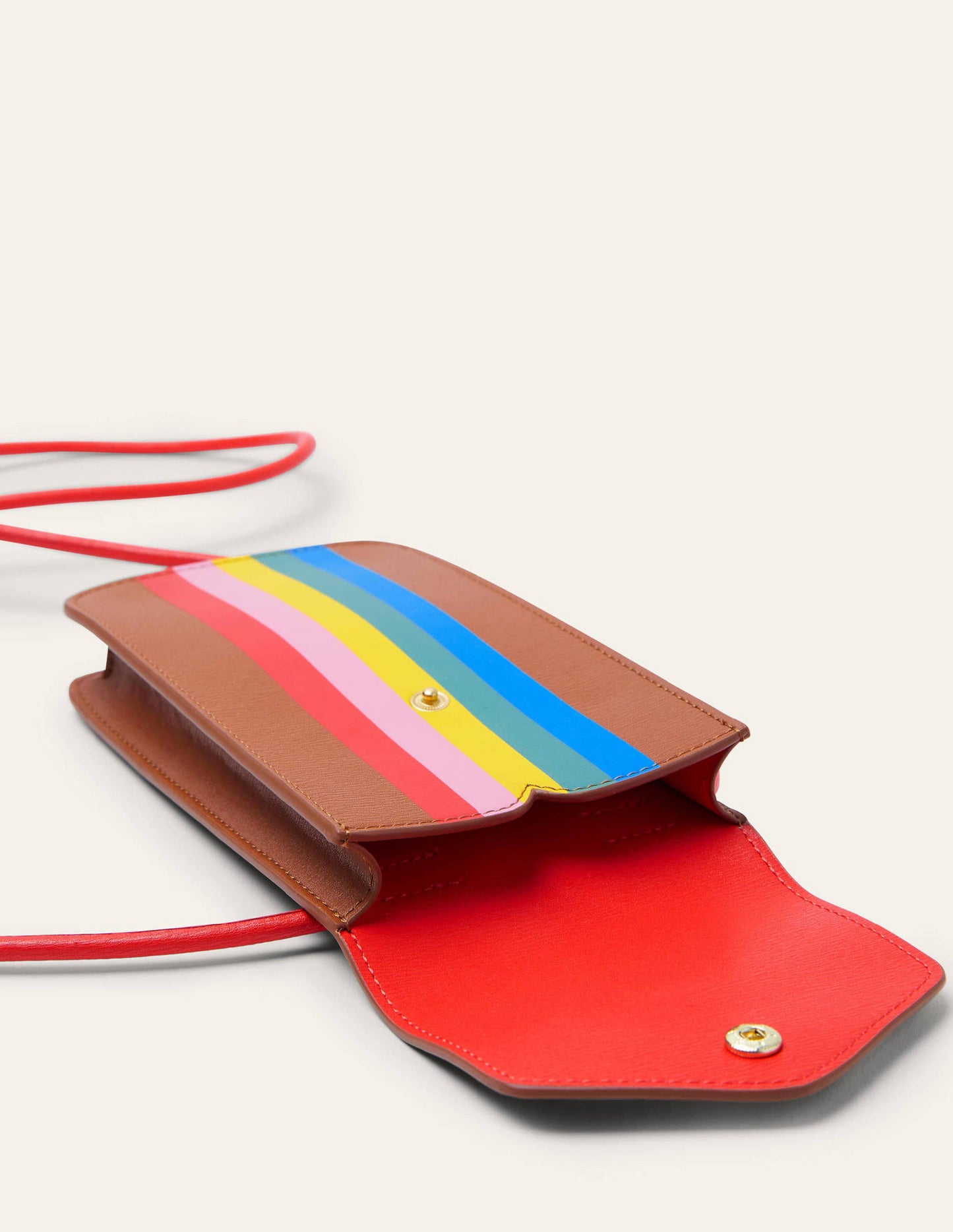 Crossbody Phone Bag-Tan Multi Stripe