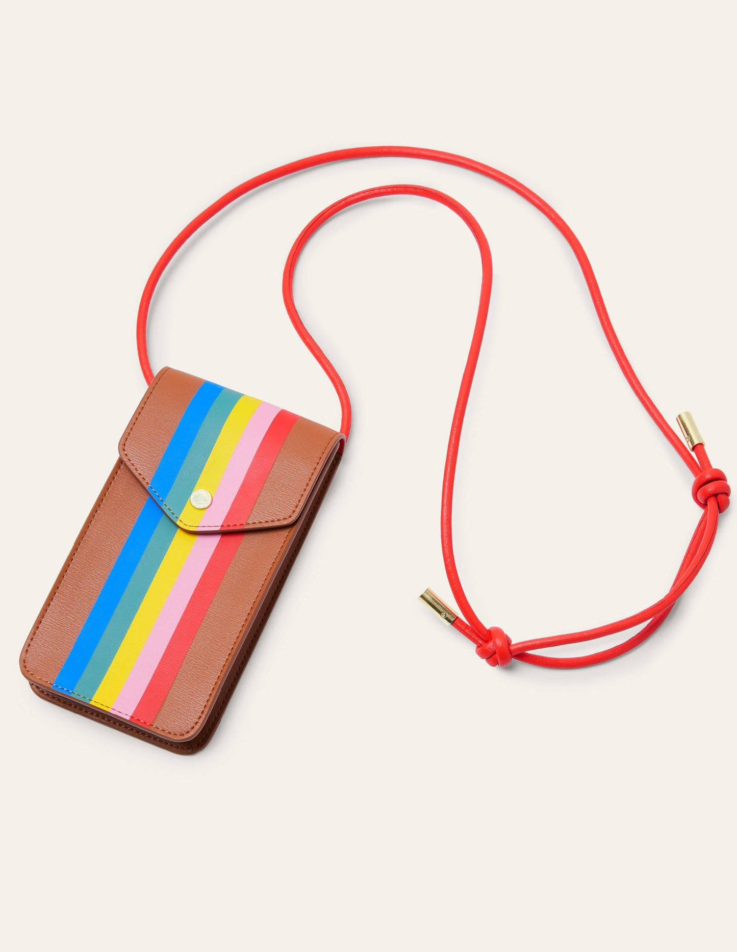 Crossbody Phone Bag-Tan Multi Stripe