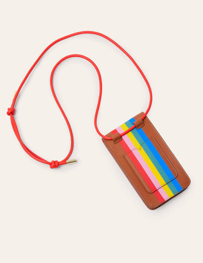 Crossbody Phone Bag-Tan Multi Stripe-4
