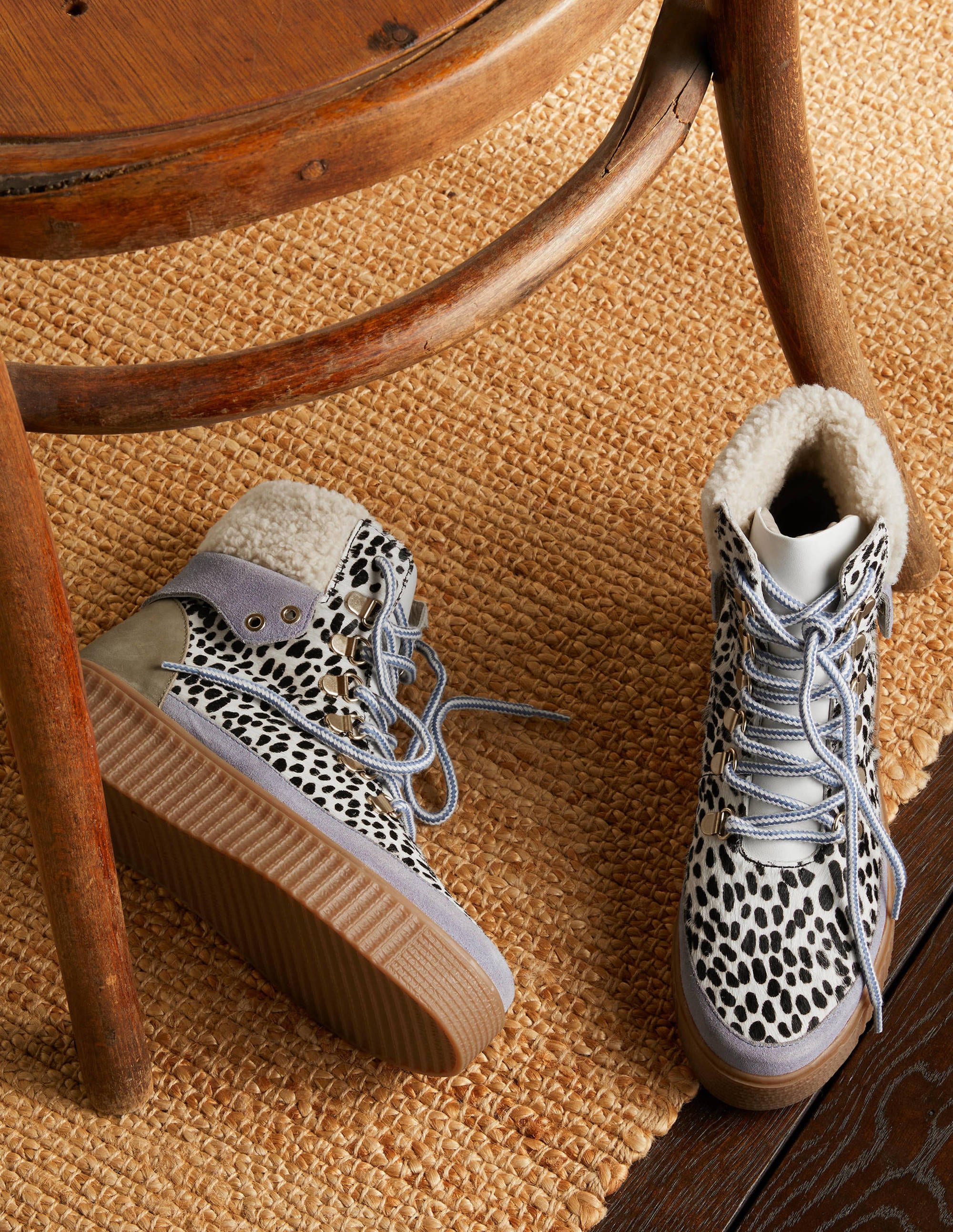 Laura Trend Hiking Boots-Black and White Cheetah - Image 1