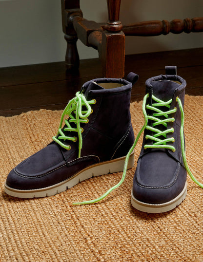 Seam Detail Lace-up Boots-Navy-1