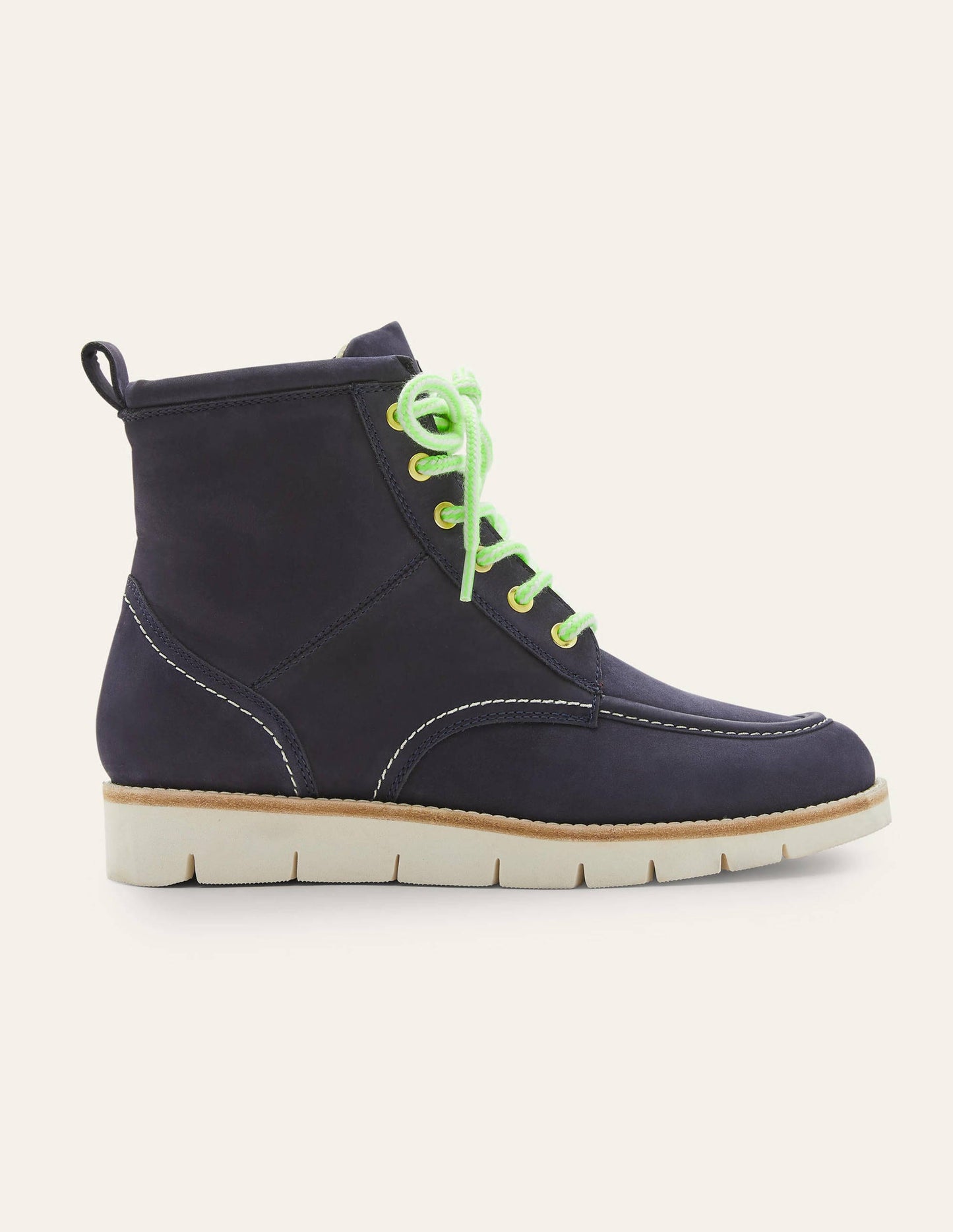 Seam Detail Lace-up Boots-Navy