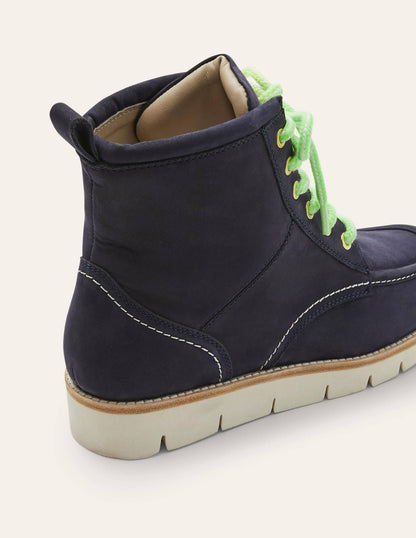 Seam Detail Lace-up Boots-Navy-4