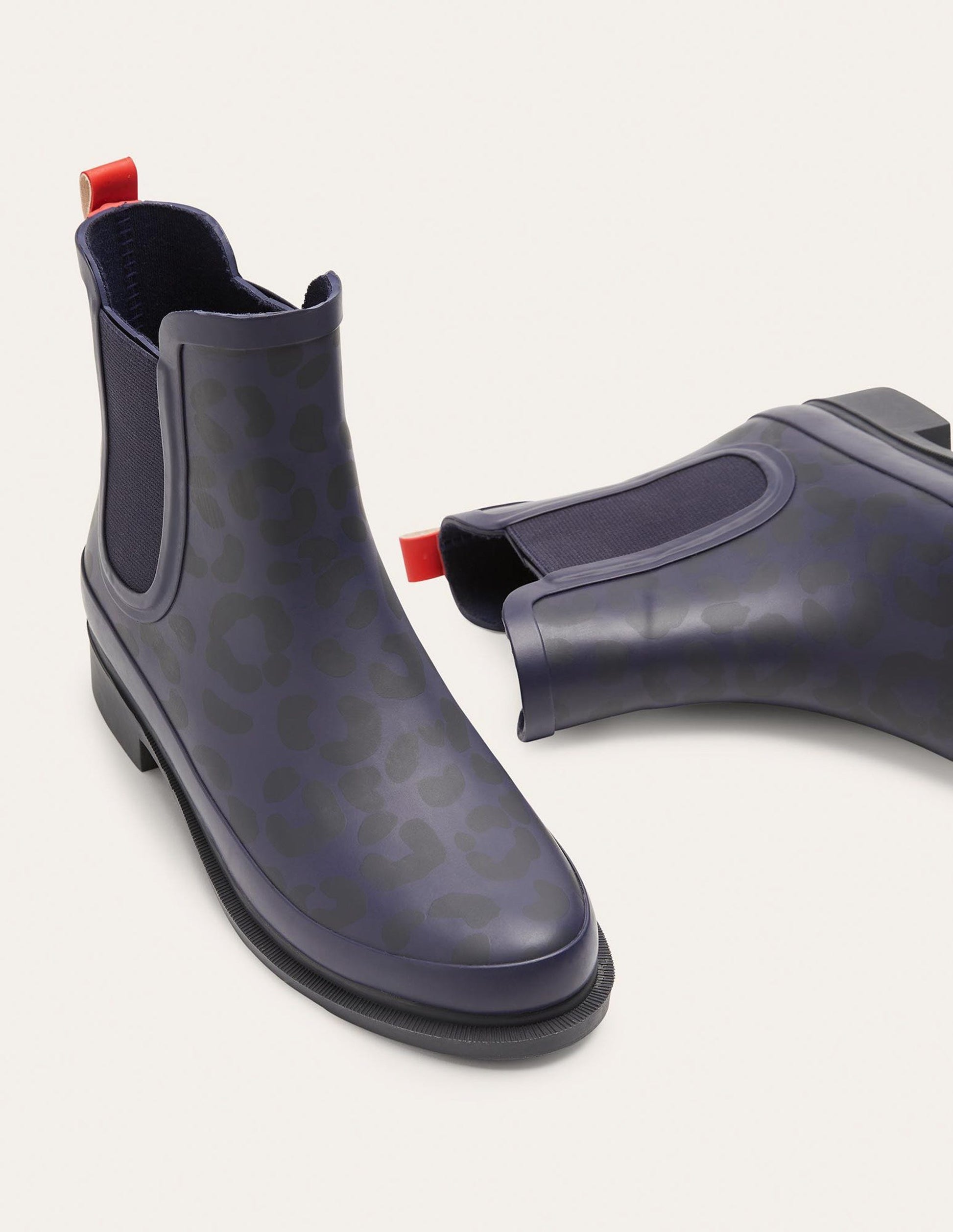 Chelsea Wellington Boots-Navy Leopard-2