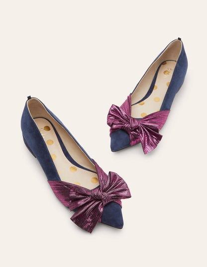 Vanessa Bow Shoes-Navy/Pom Pom-3