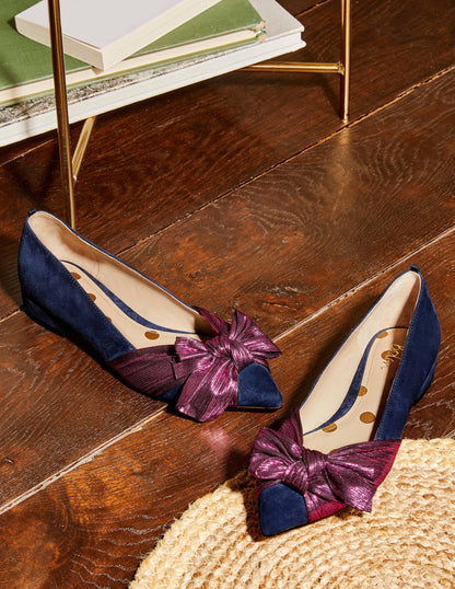 Vanessa Bow Shoes-Navy/Pom Pom-1