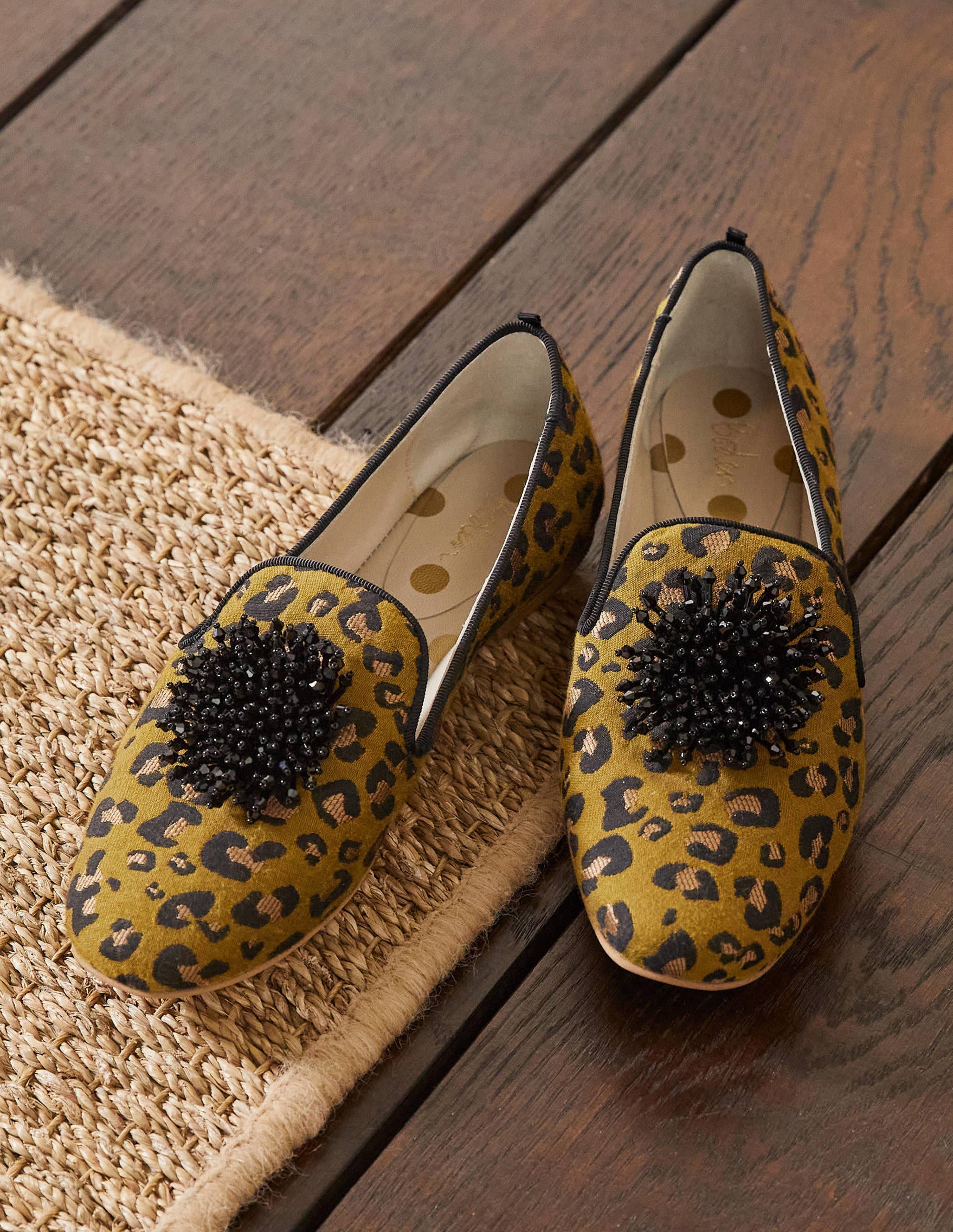 Gabriella Embellished Loafers-Metallic Jacquard Leopard - Image 1
