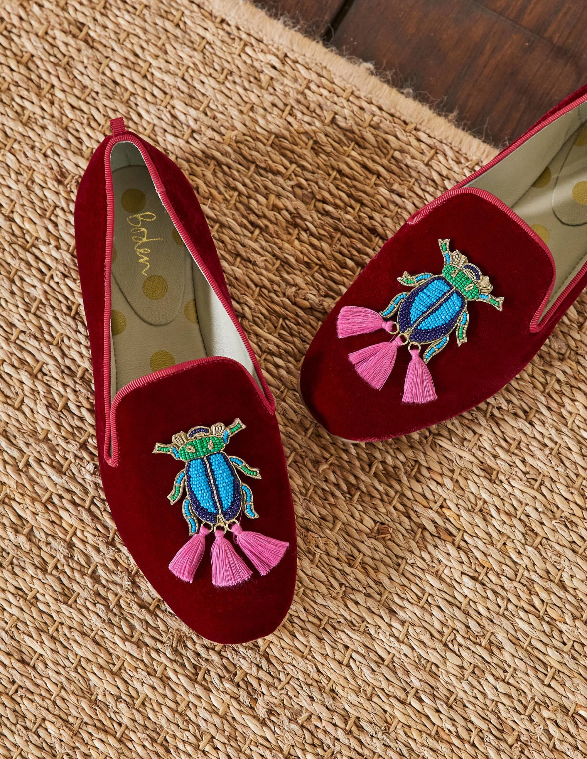 Gabriella Embellished Loafers-Wine Velvet/Beetle - Image 1