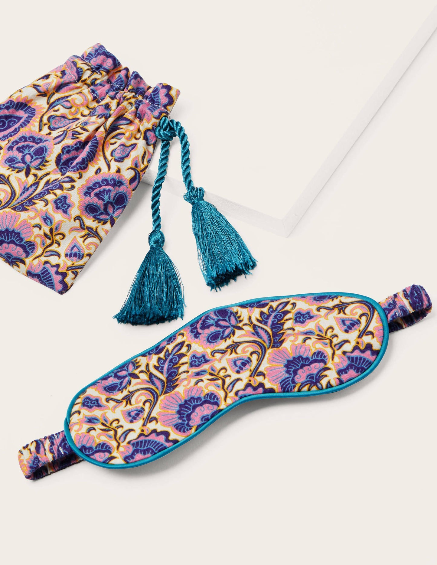 Printed Eye Mask-Ivory, Rich Floral