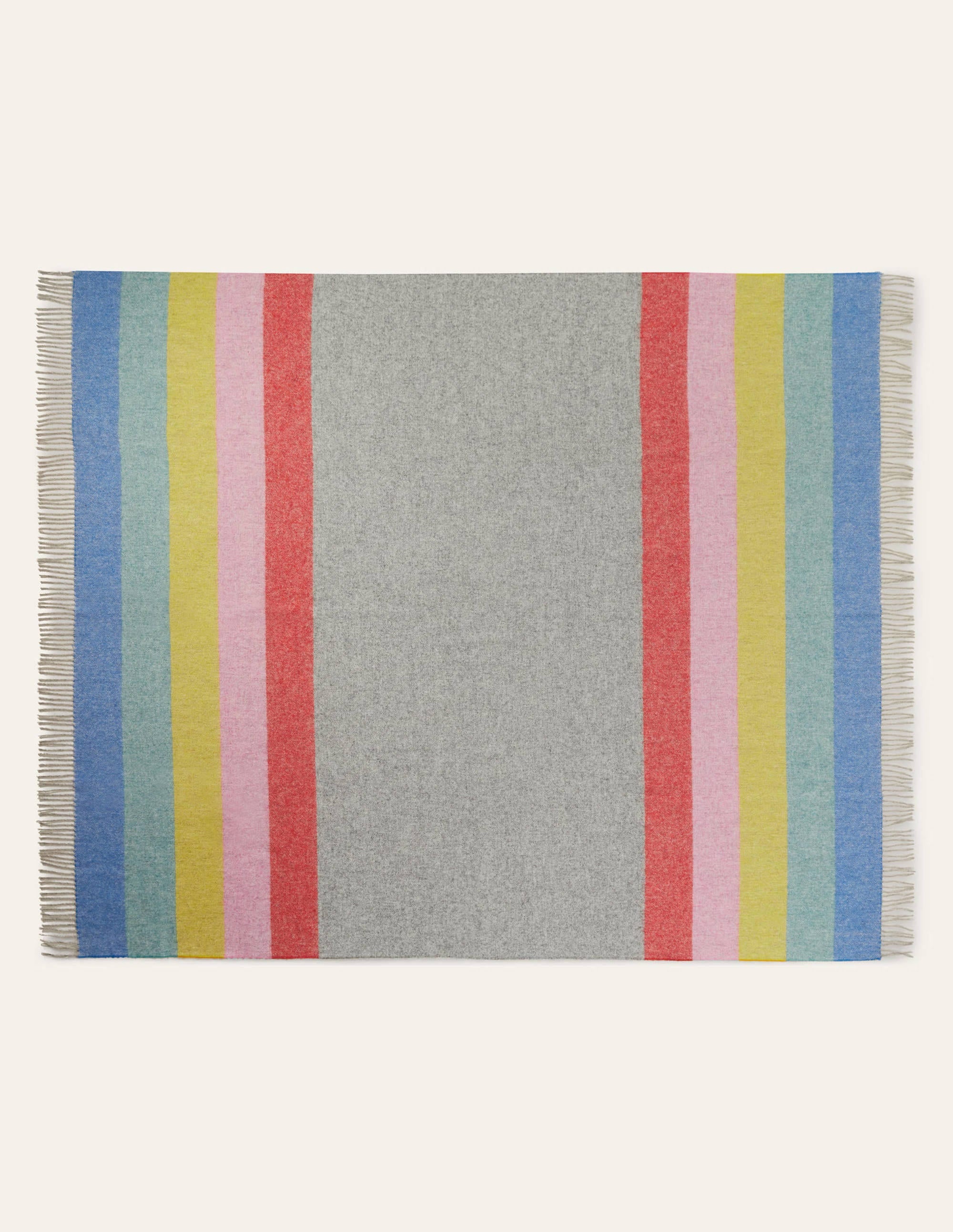 Wool Throw-Grey, Multi Stripe - Image 2