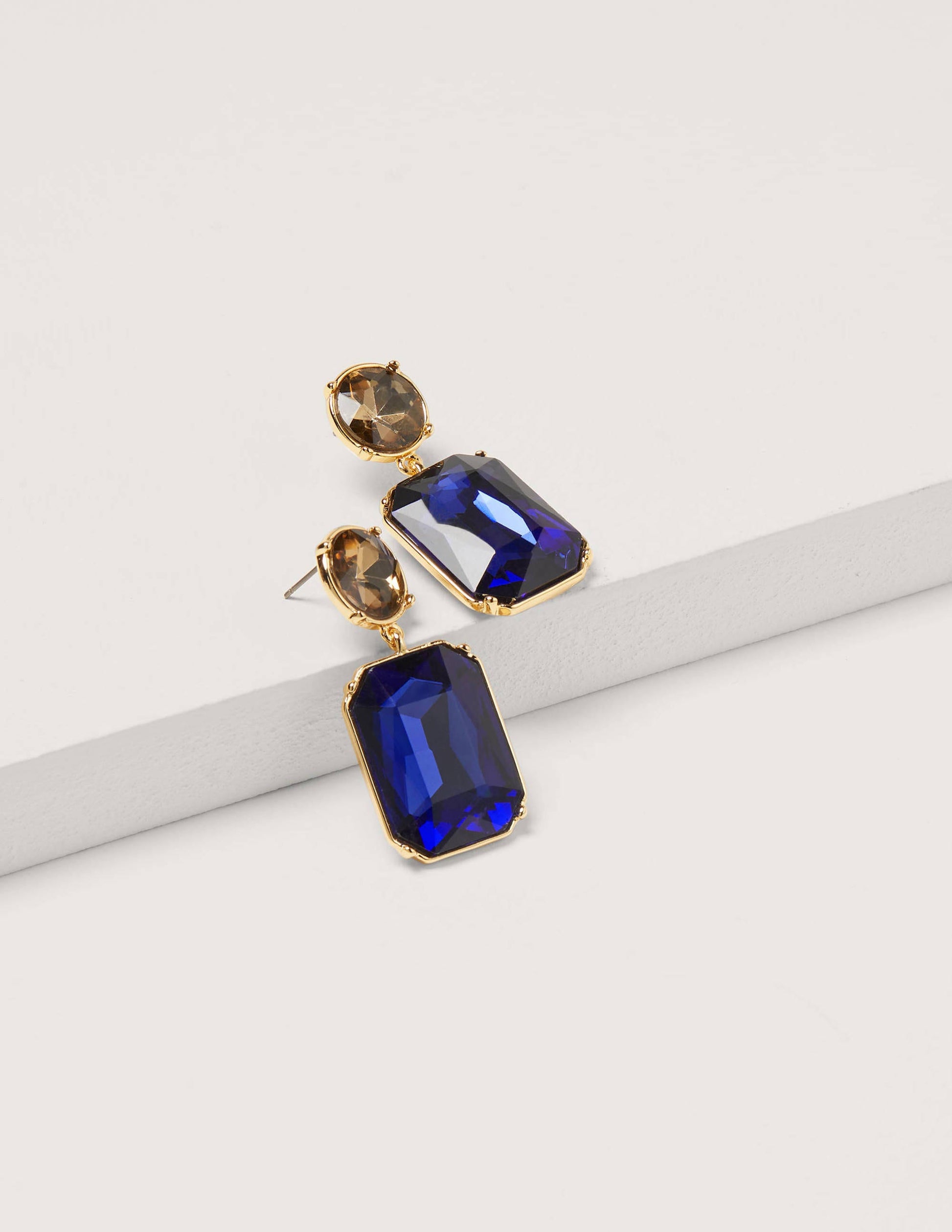 Semi-Precious Drop Earrings-Navy-1